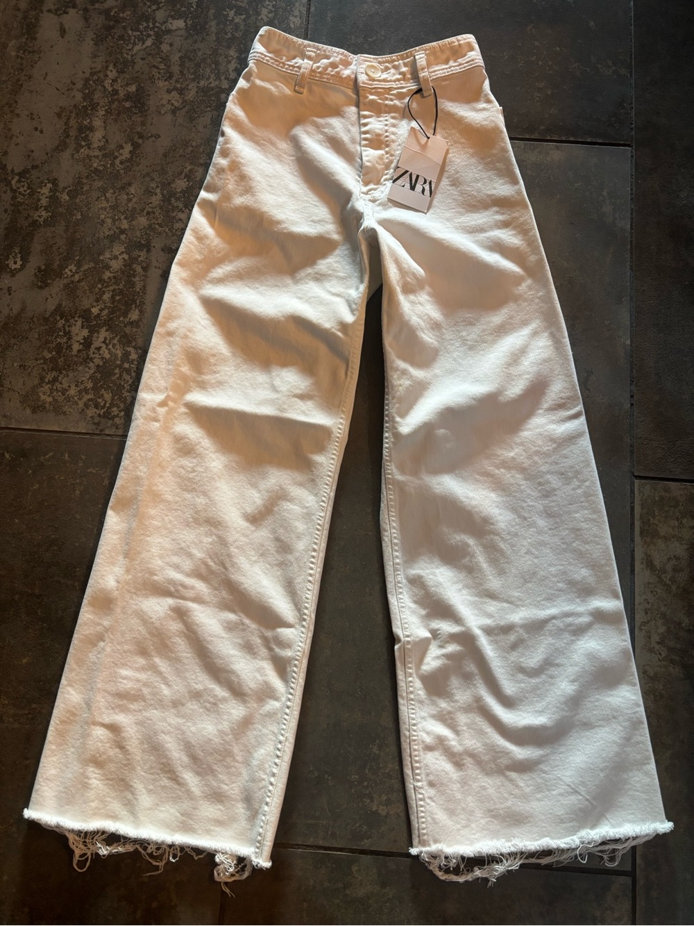 ZARA White Denim Jeans with Branded Waist Label